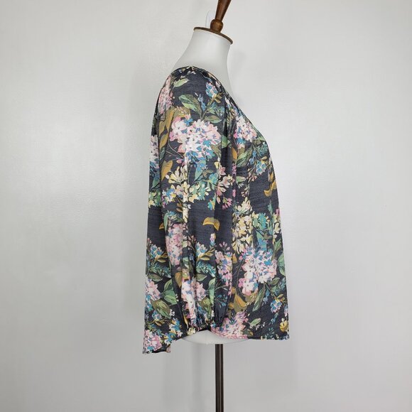 LC Lauren Conrad Watercolor Floral Feminine Peasant Pullover Top Blouse Size S - Picture 6 of 13
